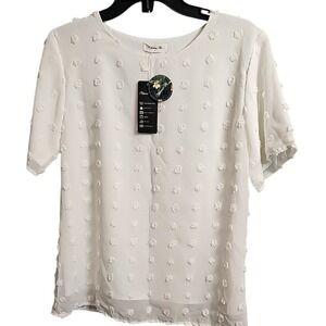 Blooming Jelly Textured Polka Dot Blouse NWT Two Layer Women's Top Size Small